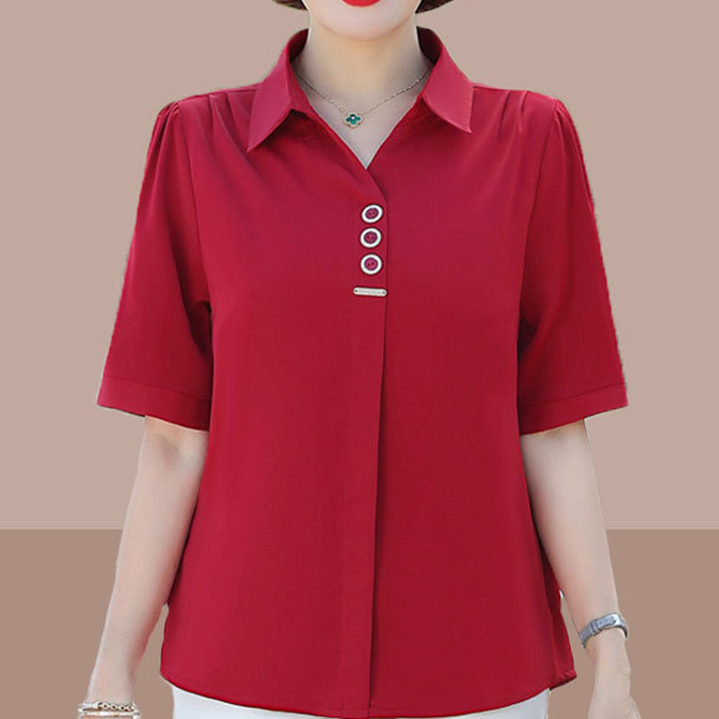 Damesblouse met korte mouwen in effen kleur