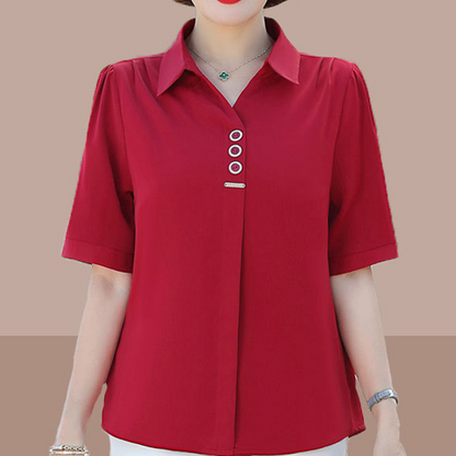 Damesblouse met korte mouwen in effen kleur