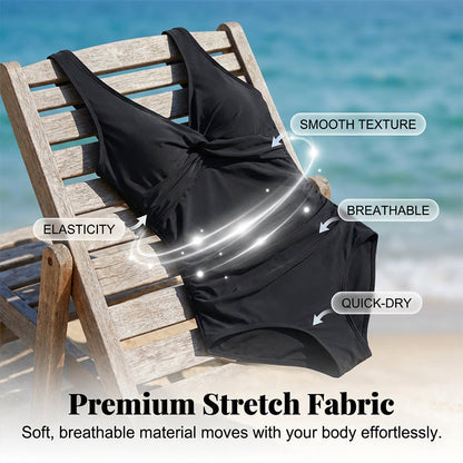 👙 Women’s Ruched Tummy Control Swimsuit – Supportive Wide Straps, Full Coverage & Beach-Ready Style