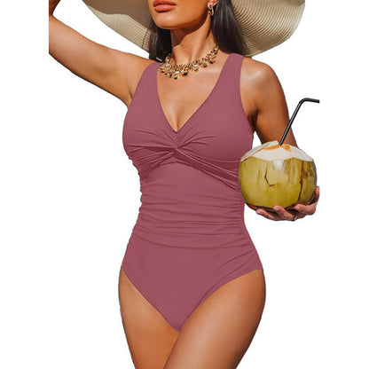 👙 Women’s Ruched Tummy Control Swimsuit – Supportive Wide Straps, Full Coverage & Beach-Ready Style