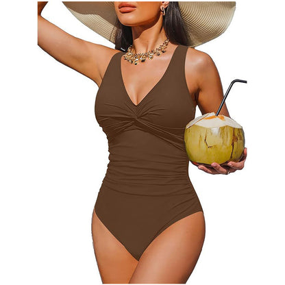 👙 Women’s Ruched Tummy Control Swimsuit – Supportive Wide Straps, Full Coverage & Beach-Ready Style