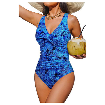 👙 Women’s Ruched Tummy Control Swimsuit – Supportive Wide Straps, Full Coverage & Beach-Ready Style