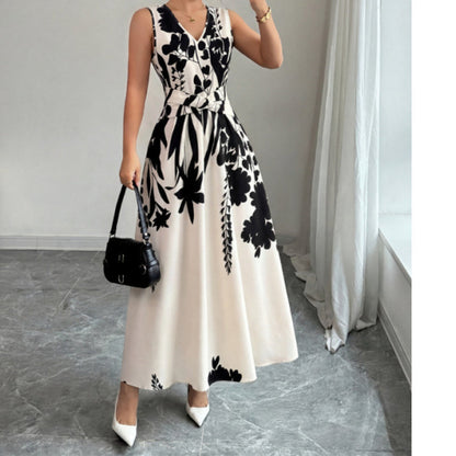 ☀️ Summer Sale 50% OFF 👗 Floral Print Maxi Dress – Chic V-Neck, Defined Waist & Effortless Everyday Elegance 🌼