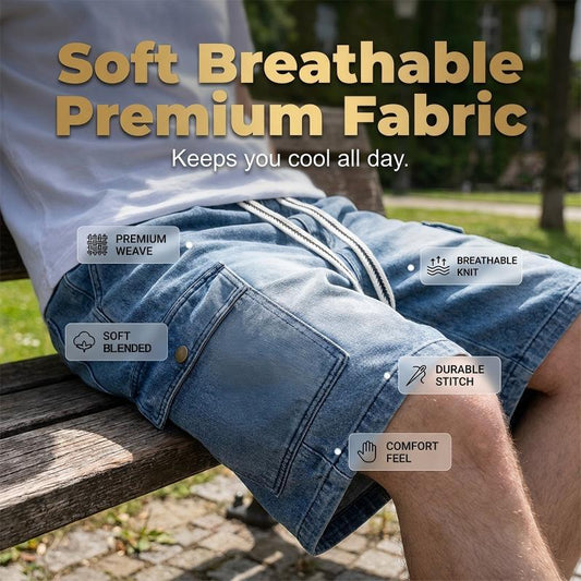 ๐ 50% OFF NOW! ๐๏ธ Men's Loose Denim Cargo Shorts โ High Street Style & Adjustable Fit ๐น