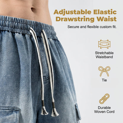 👖 50% OFF NOW! 🏙️ Men's Loose Denim Cargo Shorts – High Street Style & Adjustable Fit 🛹