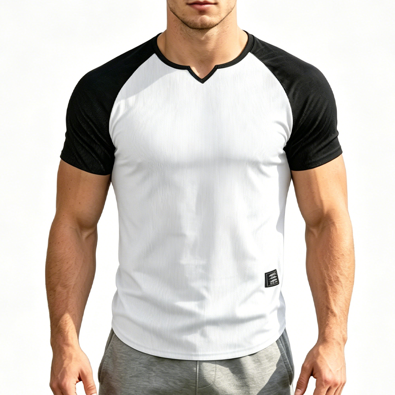 Men's V-Notch Raglan Sleeve Athletic T-Shirt