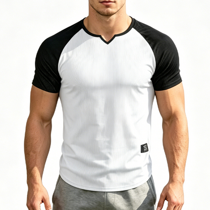 Men's V-Notch Raglan Sleeve Athletic T-Shirt