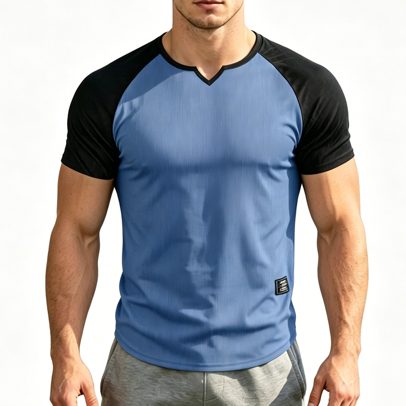Men's V-Notch Raglan Sleeve Athletic T-Shirt