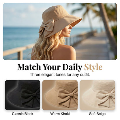 🌞📢50% OFF !! 👒 Women's Bowknot Wide Brim Sun Protective Hat – Adjustable Bowknot, Lightweight & UV Protection 🌸