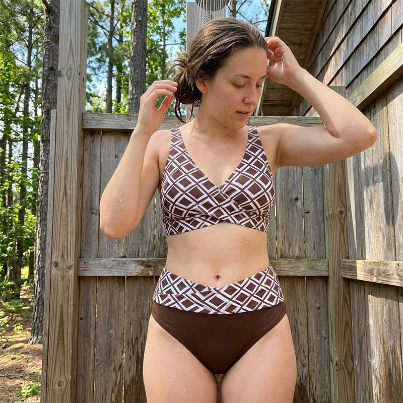 ⏳Tijdelijke aanbieding: 50% korting⏰Tweedelige bikiniset met hoge taille voor dames🏖️👙