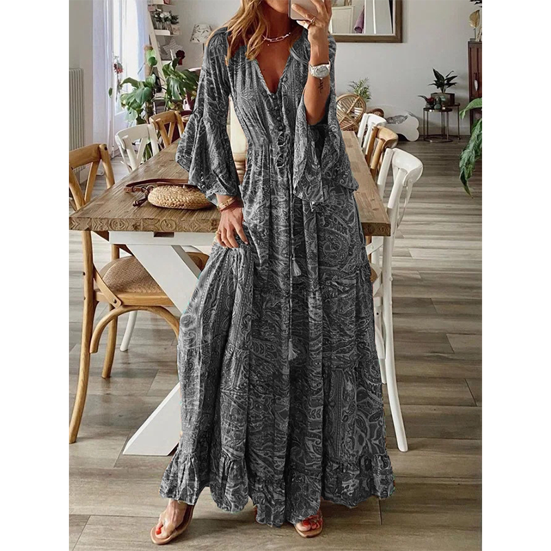 🦋 SUMMER ESCAPE SALE 🌼 Women’s Bohemian Floral Maxi Dress | Tiered Hem, Soft Fabric & Romantic Beach Look