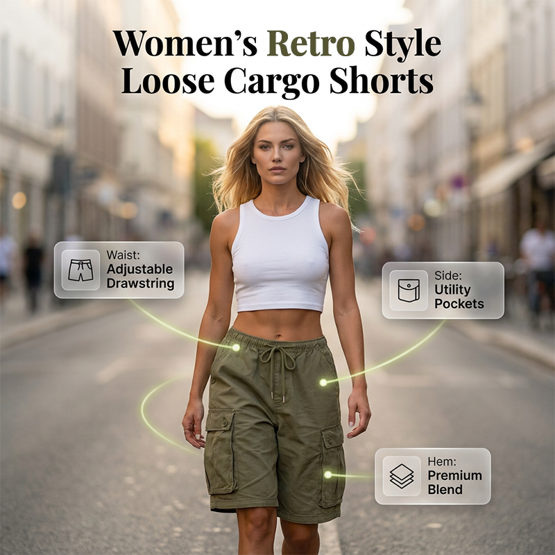 🎁New Arrival 50% OFF💥Women’s Retro Style Loose Cargo Shorts