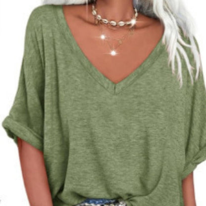 Casual Ruimvallende Top Met V-Hals – Luchtig & Comfortabel