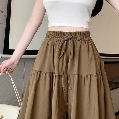 🍀Women High Waist Skirt Pants Wide Leg Ruffle Culottes