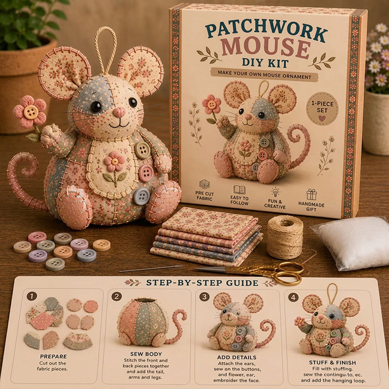 🎁  LIMITED-TIME DEAL! Handcrafted Vintage Mouse Plush Sewing Kit – Charming Retro Design, Complete DIY Craft Set & Thoughtful Handmade Gift ✨