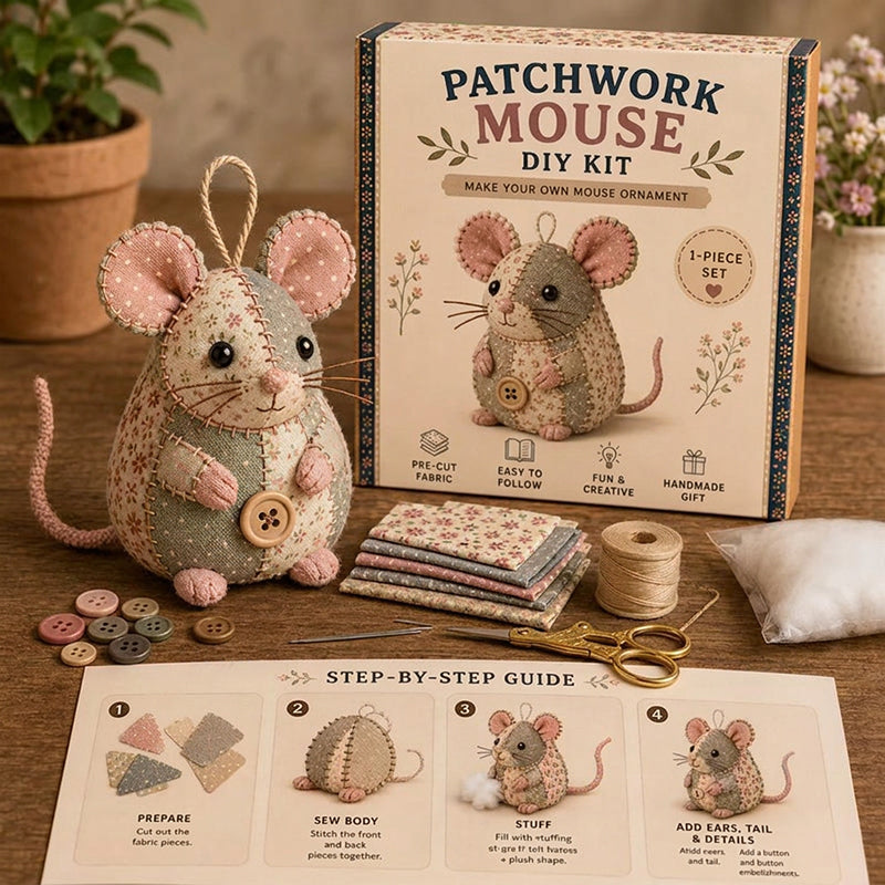 🎁  LIMITED-TIME DEAL! Handcrafted Vintage Mouse Plush Sewing Kit – Charming Retro Design, Complete DIY Craft Set & Thoughtful Handmade Gift ✨