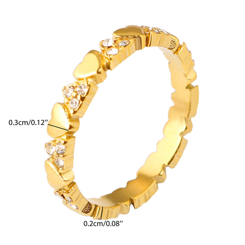 💍 LIMITED-TIME  OFF! 💥 Women's Elegant Heart Eternity Ring – Micro-Paved Zircons, Stainless Steel, Stackable ✨
