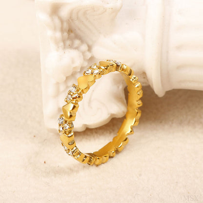 💍 LIMITED-TIME  OFF! 💥 Women's Elegant Heart Eternity Ring – Micro-Paved Zircons, Stainless Steel, Stackable ✨
