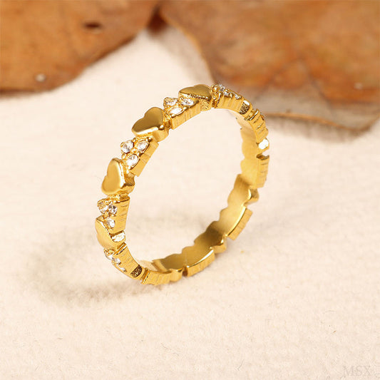 💍 LIMITED-TIME  OFF! 💥 Women's Elegant Heart Eternity Ring – Micro-Paved Zircons, Stainless Steel, Stackable ✨