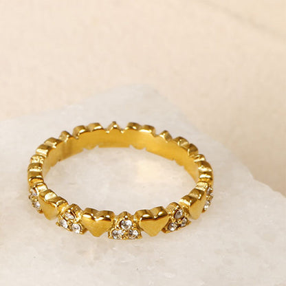 💍 LIMITED-TIME  OFF! 💥 Women's Elegant Heart Eternity Ring – Micro-Paved Zircons, Stainless Steel, Stackable ✨