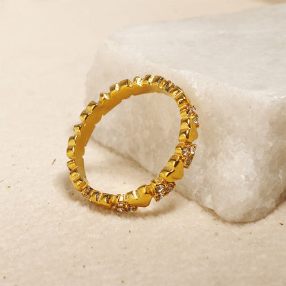 💍 LIMITED-TIME  OFF! 💥 Women's Elegant Heart Eternity Ring – Micro-Paved Zircons, Stainless Steel, Stackable ✨