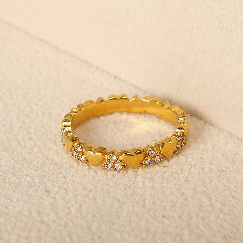 💍 LIMITED-TIME  OFF! 💥 Women's Elegant Heart Eternity Ring – Micro-Paved Zircons, Stainless Steel, Stackable ✨