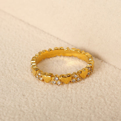 💍 LIMITED-TIME  OFF! 💥 Women's Elegant Heart Eternity Ring – Micro-Paved Zircons, Stainless Steel, Stackable ✨