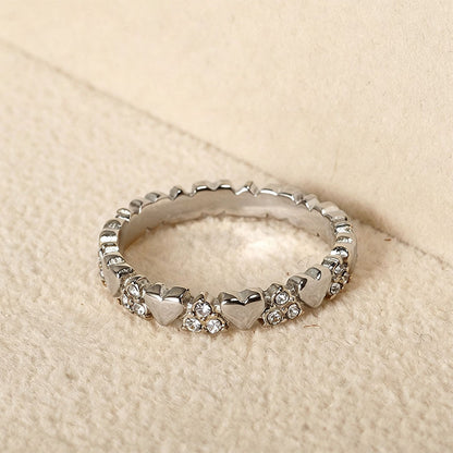 💍 LIMITED-TIME  OFF! 💥 Women's Elegant Heart Eternity Ring – Micro-Paved Zircons, Stainless Steel, Stackable ✨