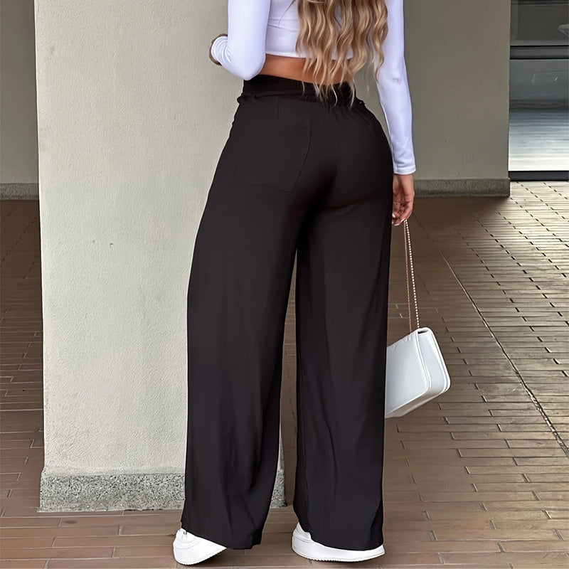 👖 LIMITED-TIME 50% OFF! 💥Women's High Waisted Straight Leg Trousers | Elastic Back Waist Smart Casual Office Pants✨