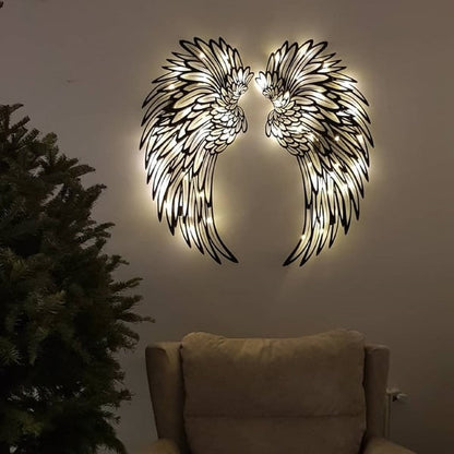 🌟Metalen muurkunst met verlichte vleugels