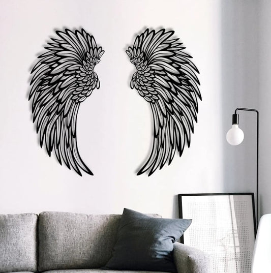 🌟Metalen muurkunst met verlichte vleugels
