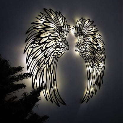 🌟Metalen muurkunst met verlichte vleugels