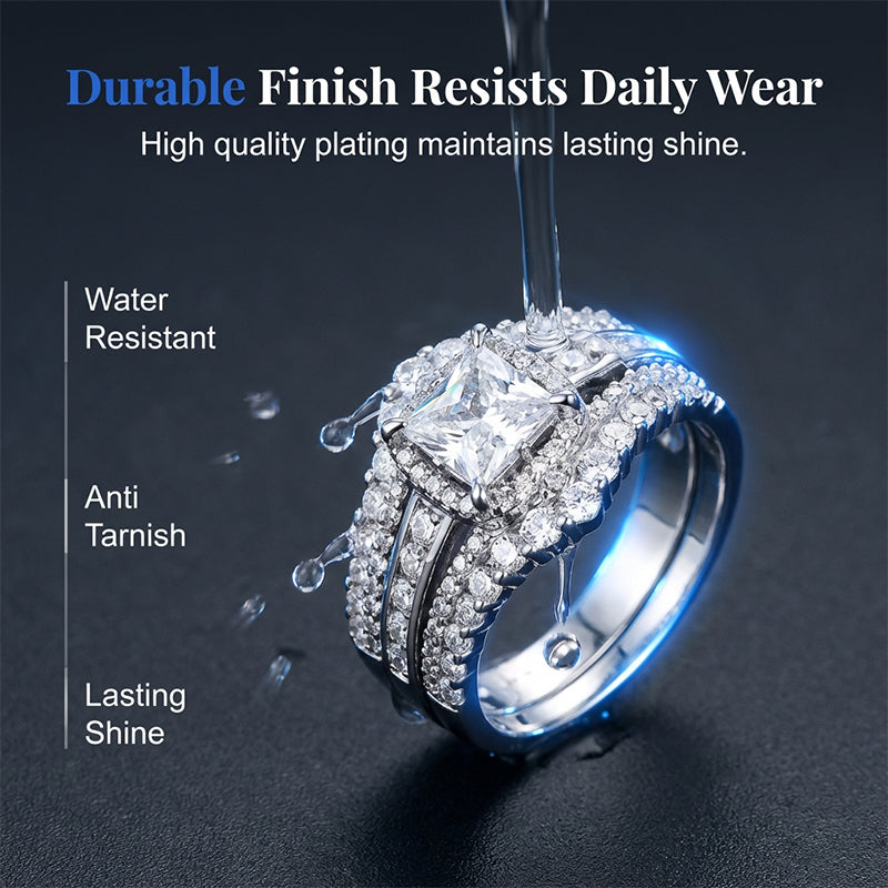 📢📢50% OFF !! ⏰Women's Princess Cut Cubic Zirconia Filled Ring