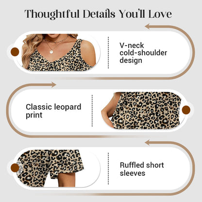 🔥 LIMITED-TIME 50% OFF 🌸 Women’s Printed Cold Shoulder V-Neck Top – Flattering V-Neck, Feminine Cut-Out Shoulders & Summer-Ready Prints