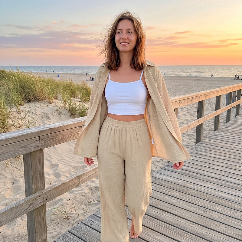 ☀️ SUMMER SALE 🌸 Women’s Soft Casual Top & Wide-Leg Pants Set – Lightweight Style, Relaxed Fit & Effortless Comfort