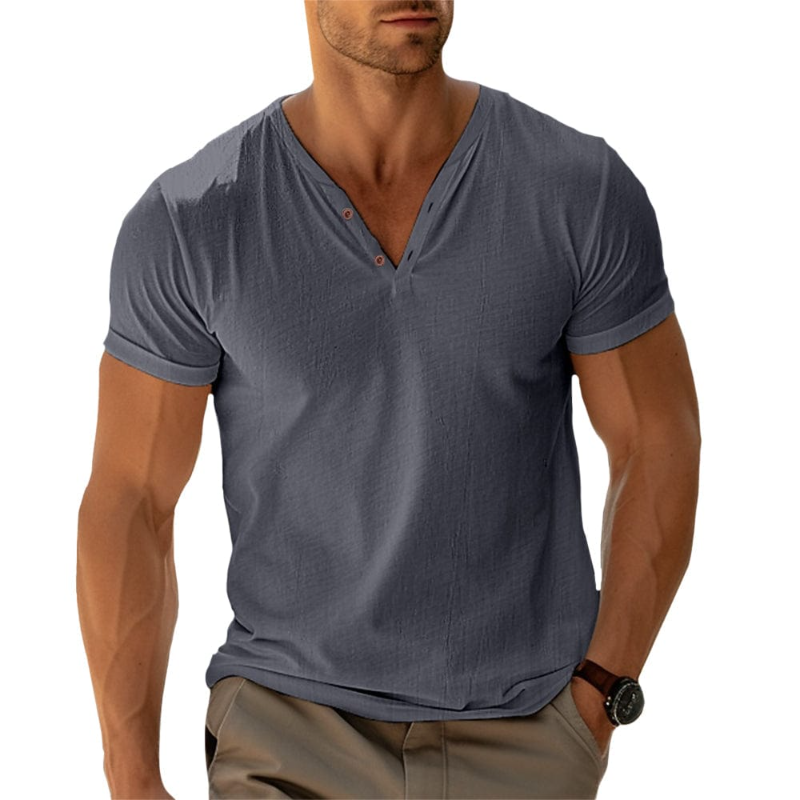 🔥 LIMITED-TIME 50% OFF 👕 Men's V Neck Henley Shirt – Soft Cotton Comfort, Refined Neckline & Everyday Casual Style