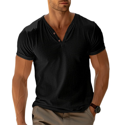 🔥 LIMITED-TIME 50% OFF 👕 Men's V Neck Henley Shirt – Soft Cotton Comfort, Refined Neckline & Everyday Casual Style