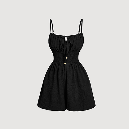 🌴 FLASH SALE 🌿 Women’s Textured Crinkle Fabric Playsuit – Breezy Comfort, Elastic Waist & Beach-Ready Style