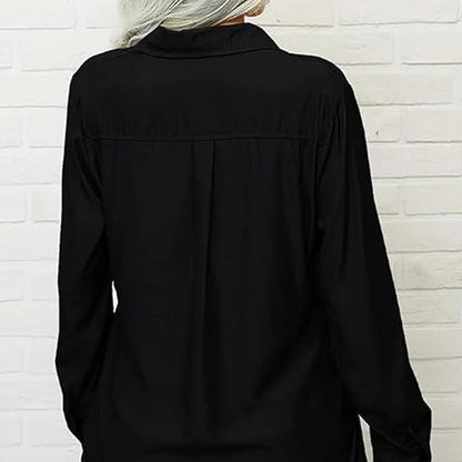 📢📢50% OFF !! ⏰Women's Solid Lapel Long Sleeves Button-Down Shirt