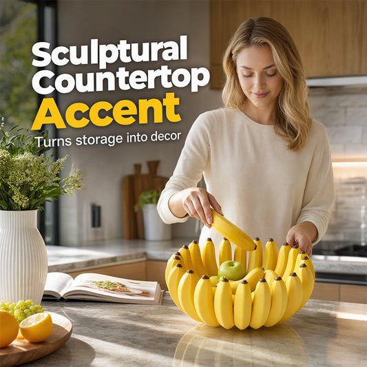🍌 Creative Banana Shape Fruit Bowl , Cute Countertop Fruit Holder for Kitchen, Table & Home Decor