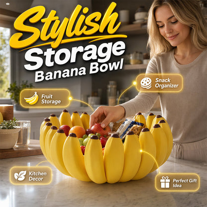🍌 Creative Banana Shape Fruit Bowl , Cute Countertop Fruit Holder for Kitchen, Table & Home Decor