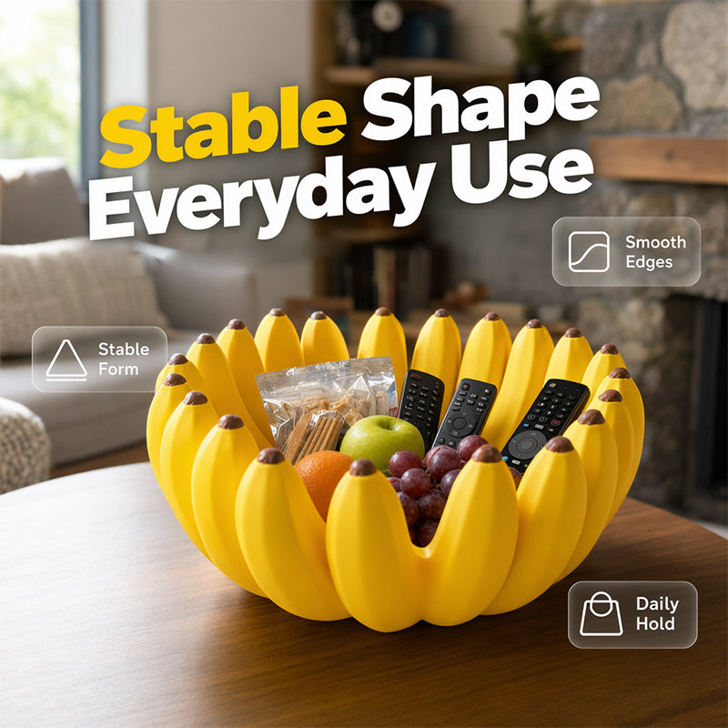 🍌 Creative Banana Shape Fruit Bowl , Cute Countertop Fruit Holder for Kitchen, Table & Home Decor