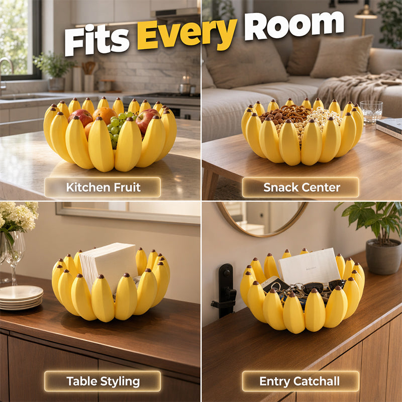 🍌 Creative Banana Shape Fruit Bowl , Cute Countertop Fruit Holder for Kitchen, Table & Home Decor
