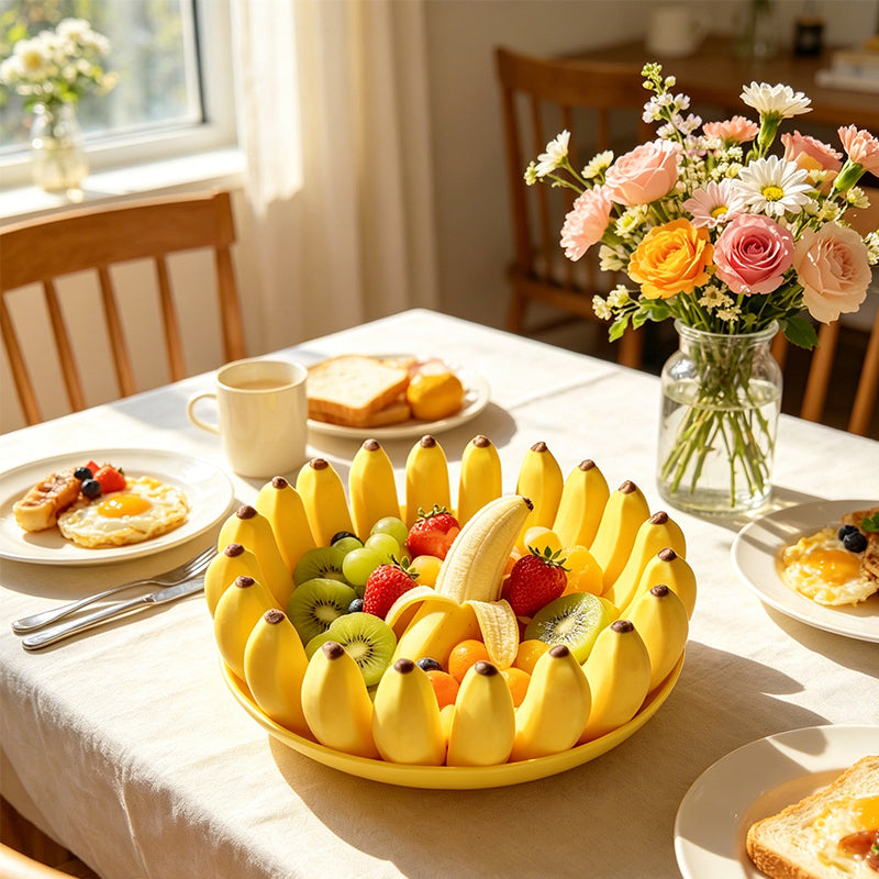 🍌 Creative Banana Shape Fruit Bowl , Cute Countertop Fruit Holder for Kitchen, Table & Home Decor