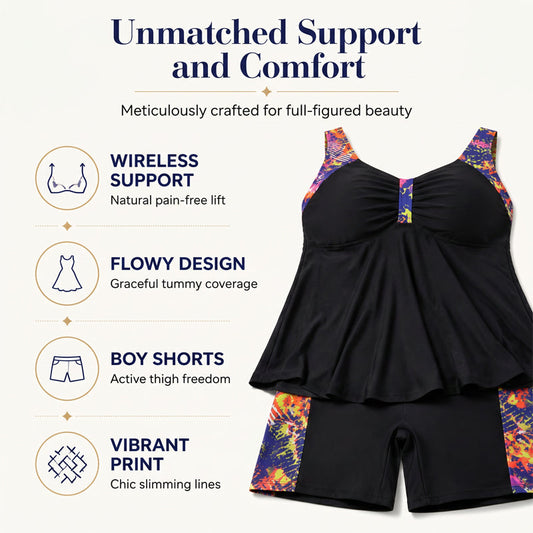 📢📢50% OFF !! Women's Flowy Tankini Top and Shorts Bathing Suit – Tummy Control, Boy Shorts, Supportive ✨