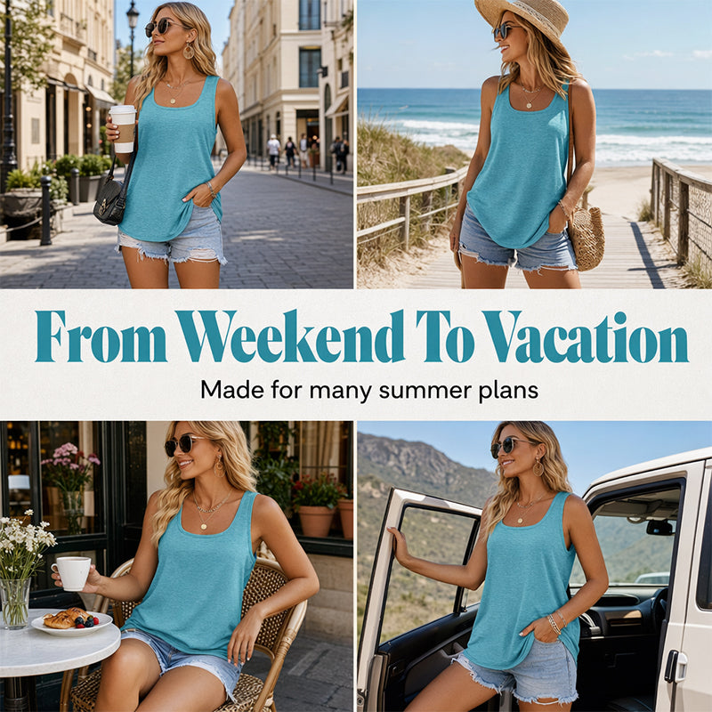 Women's Summer Sleeveless Tank Top Solid Color T-Shirt
