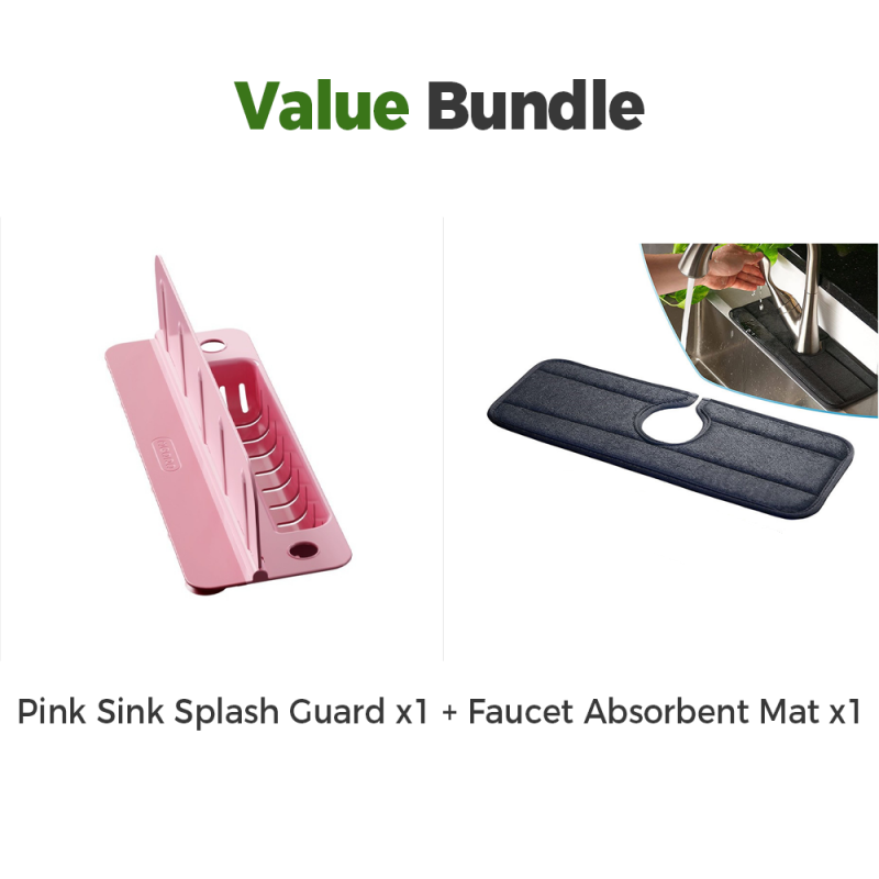 💧 Foldable Sink Splash Guard with Suction Cups | Kitchen Splash Shield for Sink, Faucet and Countertop Protection