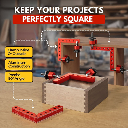 90 Degree Woodworking Corner Clamp Kit, Aluminum Alloy Right Angle Positioning Squares for Cabinets, Drawers, Frames and Furniture 📐