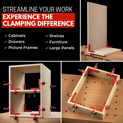 90 Degree Woodworking Corner Clamp Kit, Aluminum Alloy Right Angle Positioning Squares for Cabinets, Drawers, Frames and Furniture 📐