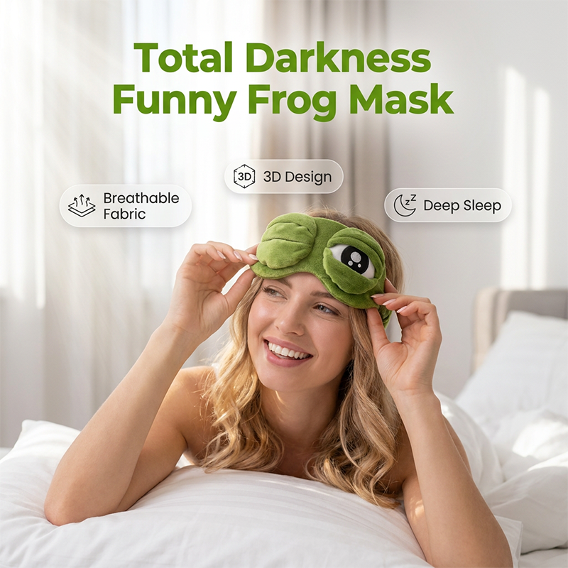 🐸💤 Funny 3D Frog Sleep Eye Mask ✨